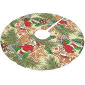 おもしろいクリスマスのトレッドミルサンクッキー ブラッシュドポリエステルツリースカート (アングル)