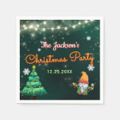 おもしろいクリスマスのネオン記号パーティー スタンダードカクテルナプキン (正面)