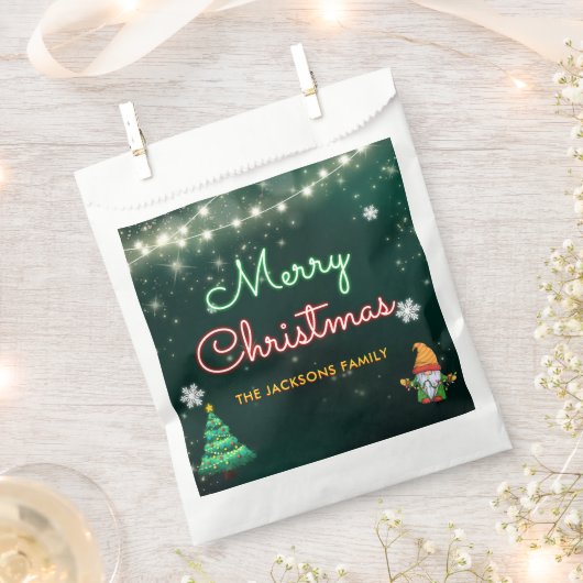 おもしろいクリスマスのネオン記号パーティー フェイバーバッグ (クリップ留めされた状態)