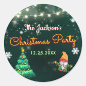 おもしろいクリスマスのネオン記号パーティー ラウンドシール (正面)