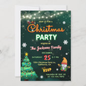 おもしろいクリスマスのネオン記号パーティー 招待状 (正面)
