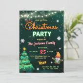 おもしろいクリスマスのネオン記号パーティー 招待状 (スタンド正面)