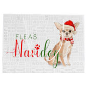 おもしろいクリスマスのノミNavidogチワワ ラージペーパーバッグ (裏面)