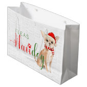 おもしろいクリスマスのノミNavidogチワワ ラージペーパーバッグ (正面アングル)