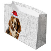 おもしろいクリスマスのバスセットハウンド犬の恋人 ラージペーパーバッグ (裏面アングル)