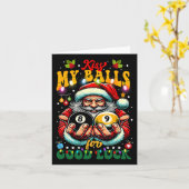 おもしろいクリスマスのビリヤードキス カード (黄色い花)