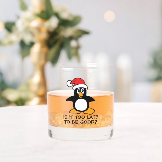 おもしろいクリスマスのペンギン良くするには遅すぎる ウイスキーグラス (インサイチュ (ウェディング))