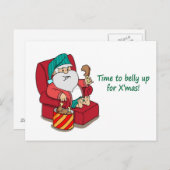 おもしろいクリスマスのポストカード:サンタが膨らむ シーズンポストカード (正面/裏面)