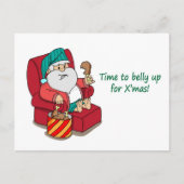 おもしろいクリスマスのポストカード：サンタが膨らむ シーズンポストカード (正面)