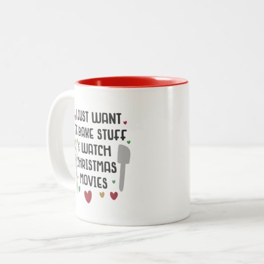 おもしろいクリスマスのマグカップが映画を焼きたがる ツートーンマグカップ (正面左)