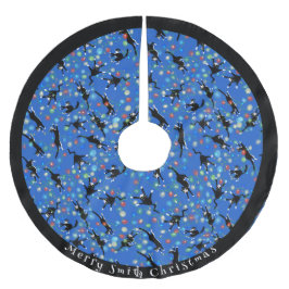 おもしろいクリスマスのライトアップに絡み合った猫カスタムたち ブラッシュドポリエステルツリースカート