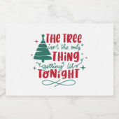 おもしろいクリスマスのライトツリーのワードアート リキュールボトルラベル (シングルラベル)