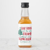 おもしろいクリスマスのライトツリーのワードアート リキュールボトルラベル (正面)