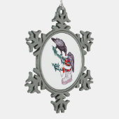 おもしろいクリスマスのラヴェンスとストッキングギフトホリデー スノーフレークピューターオーナメント (左)