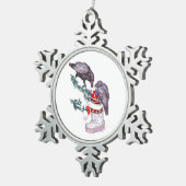 おもしろいクリスマスのラヴェンスとストッキングギフトホリデー スノーフレークピューターオーナメント (右)