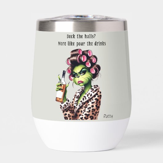 おもしろいクリスマスの不機嫌な緑の毛皮の女性 – ママ (正面)