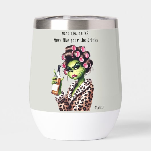 おもしろいクリスマスの不機嫌な緑の毛皮の女性 – ママ (背面)