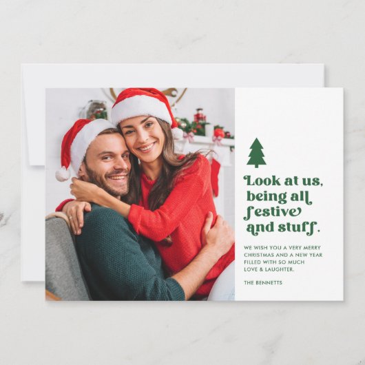 おもしろいクリスマスの写真を見る |赤 シーズンカード (正面)