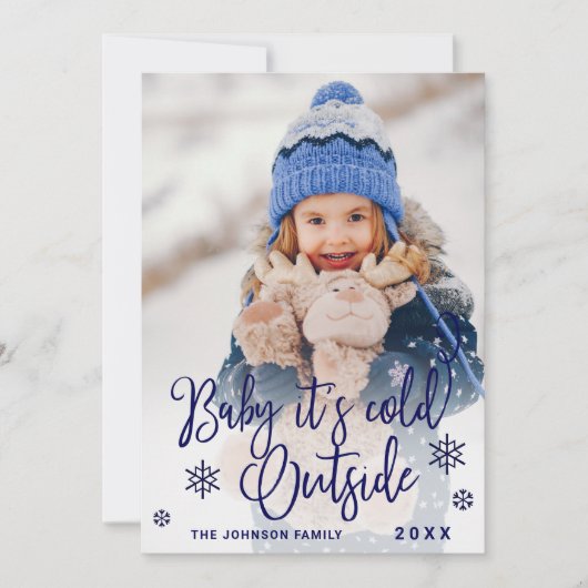おもしろいクリスマスの写真ベビー外はコビディ シーズンカード (正面)