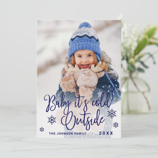 おもしろいクリスマスの写真ベビー外はコビディ シーズンカード (スタンド正面)