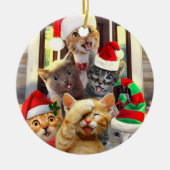 おもしろいクリスマスの子猫 セラミックオーナメント (正面)