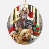 おもしろいクリスマスの子猫 セラミックオーナメント (左)
