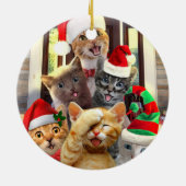 おもしろいクリスマスの子猫 セラミックオーナメント (裏面)