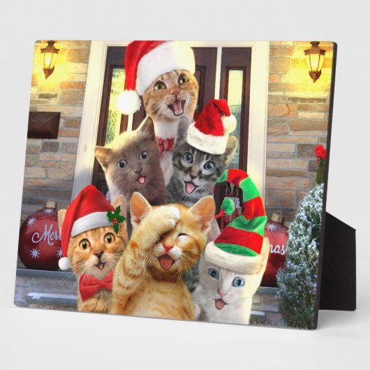 おもしろいクリスマスの子猫 フォトプラーク (側面)