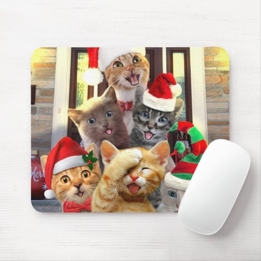 おもしろいクリスマスの子猫 マウスパッド (マウス)
