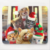 おもしろいクリスマスの子猫 マウスパッド (正面)