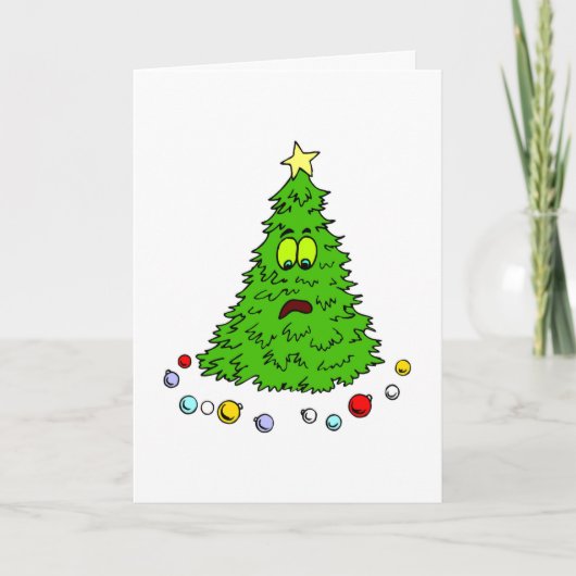 おもしろいクリスマスの木の失った休日の装飾 シーズンカード (正面)