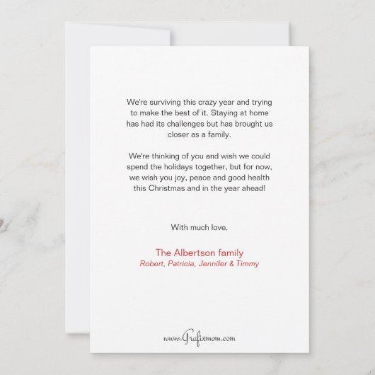 おもしろいクリスマスの木 シーズンカード (裏面)