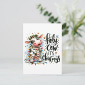 おもしろいクリスマスの牛の聖牛 ポストカード (スタンド正面)