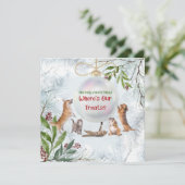 おもしろいクリスマスの猫と犬：かわいい動物のカード (スタンド正面)