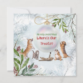 おもしろいクリスマスの猫と犬:かわいい動物のカード