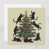 おもしろいクリスマスの猫好き ハッピーニャンニューイヤー シーズンカード (正面/裏面)