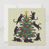 おもしろいクリスマスの猫好き ハッピーニャンニューイヤー シーズンカード (正面)