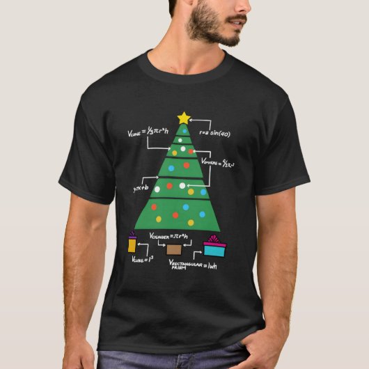 おもしろいクリスマスの算数先生用ジオメトリティー Tシャツ (正面)