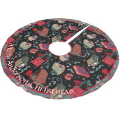 おもしろいクリスマスの箱の中の猫パーソナライズされた ブラッシュドポリエステルツリースカート (アングル)