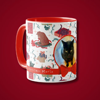 おもしろいクリスマスの箱の中の猫パーソナライズされた マグカップ