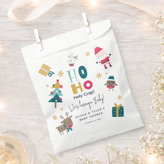 おもしろいクリスマスの赤ちゃんシャワー フェイバーバッグ (クリップ留めされた状態)