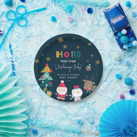 おもしろいクリスマスの赤ちゃんシャワー ペーパープレート (パーティー)