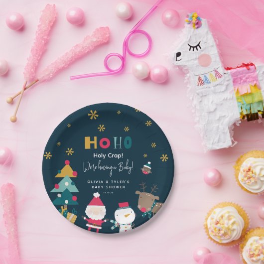 おもしろいクリスマスの赤ちゃんシャワー ペーパープレート (パーティー)