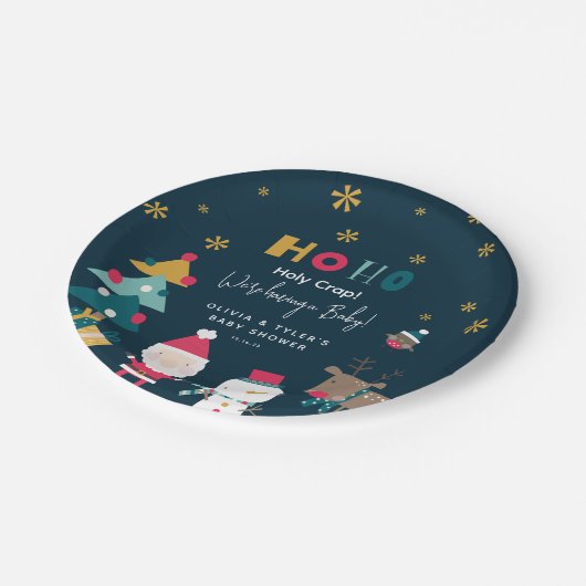 おもしろいクリスマスの赤ちゃんシャワー ペーパープレート (アングル)