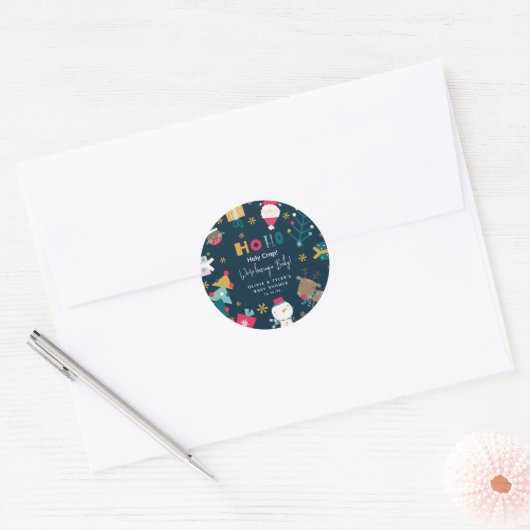 おもしろいクリスマスの赤ちゃんシャワー ラウンドシール (封筒)