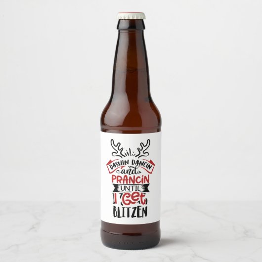 おもしろいクリスマスの飾り付きワードアート ビールラベル (正面)