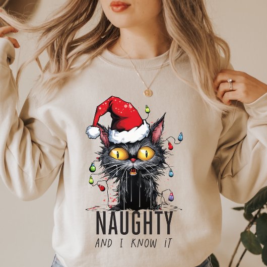 おもしろいクリスマスの黒猫といけな私は知っている Tシャツ
