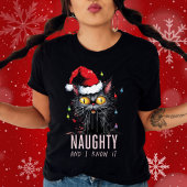 おもしろいクリスマスの黒猫といけな私は知っている Tシャツ