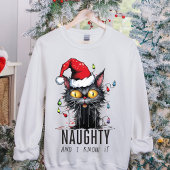おもしろいクリスマスの黒猫といけな私は知っている Tシャツ