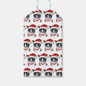 おもしろいクリスマスの黒猫と白猫の水色 ギフトタグ (正面)